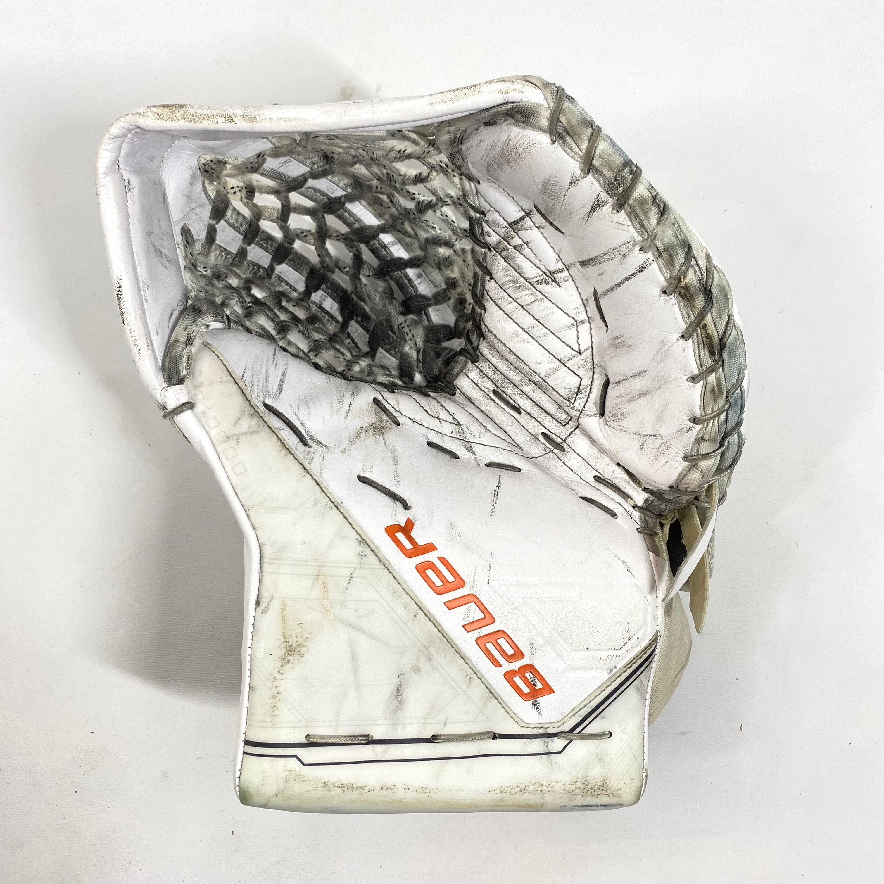 Bauer Supreme Mach - Gant de gardien Pro Stock d'occasion - (Blanc/Orange)